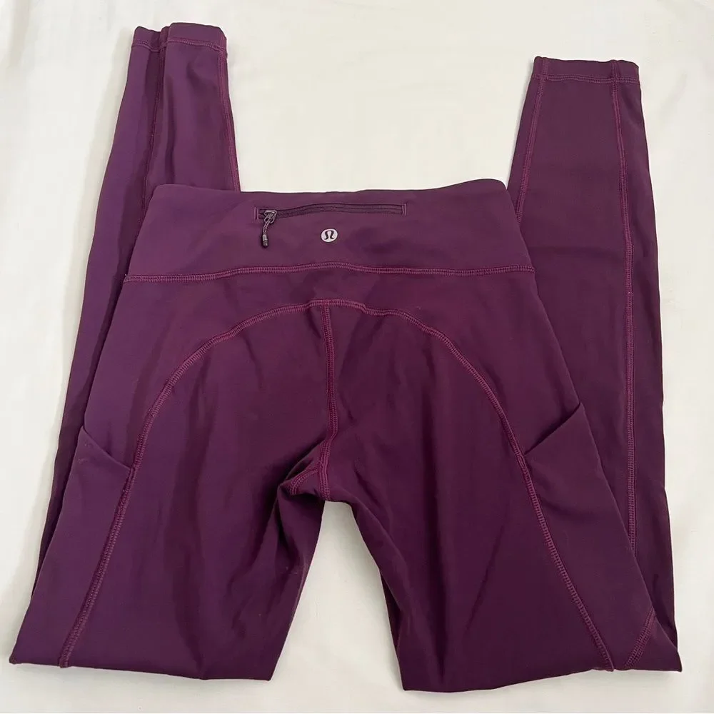 Lululemon leggings purple women’s size 4 pockets drawstring